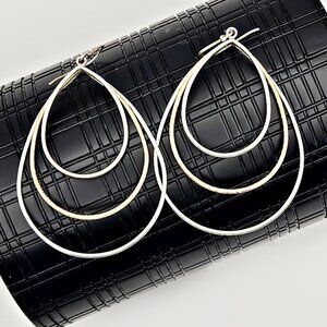 Sterling Silver Gold Teardrop Earrings MWS Thailand Triple Drop Dangle